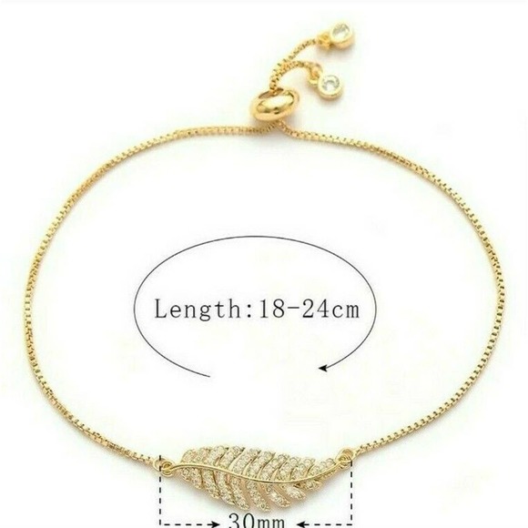 Leaf Bracelet Gold with CZ Adjustable New - Picture 4 of 4